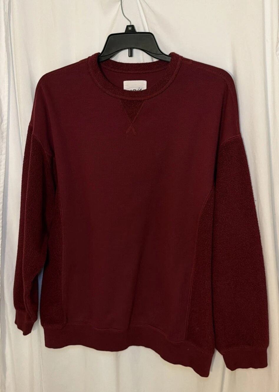 Aerie Lounge Sweatshirt Boucle Sides And Sleeves Maroon Size Large